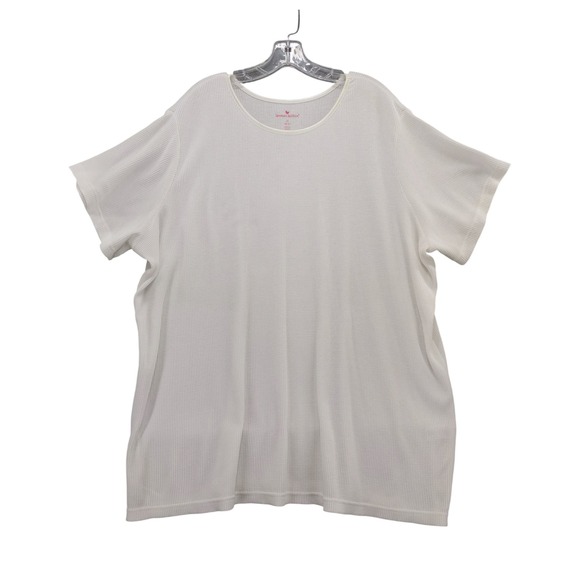 Woman Within Waffle Knit Top Short Sleeve Crew Neck White Plus Size 3X - Picture 1 of 8